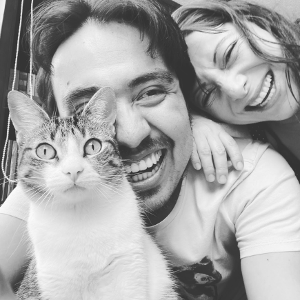 Photo with my girlfriend and my cat